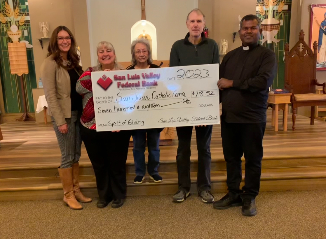 San Juan Catholic Community receives SLV Federal Bank "Spirit of Giving"
