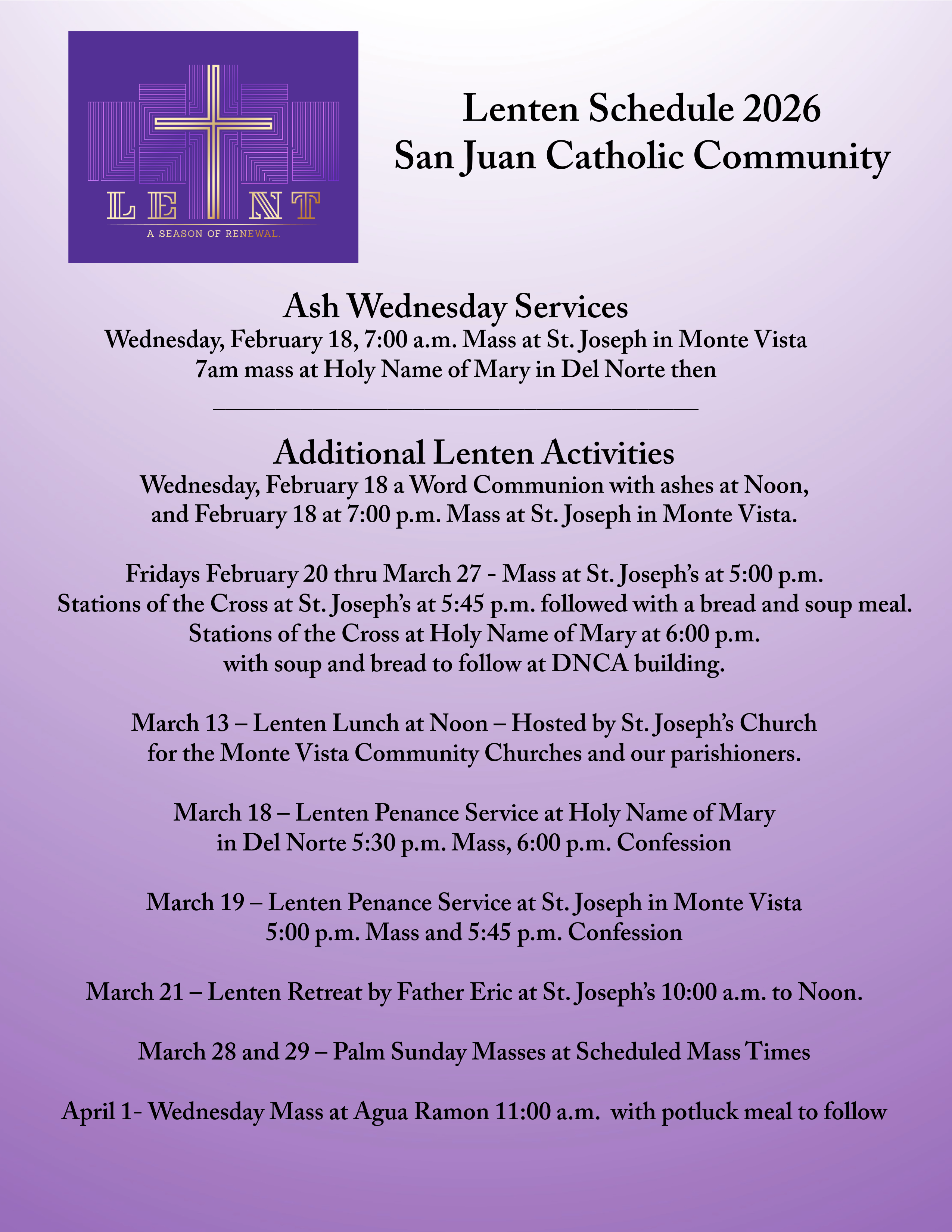 Lent SJCC 2026